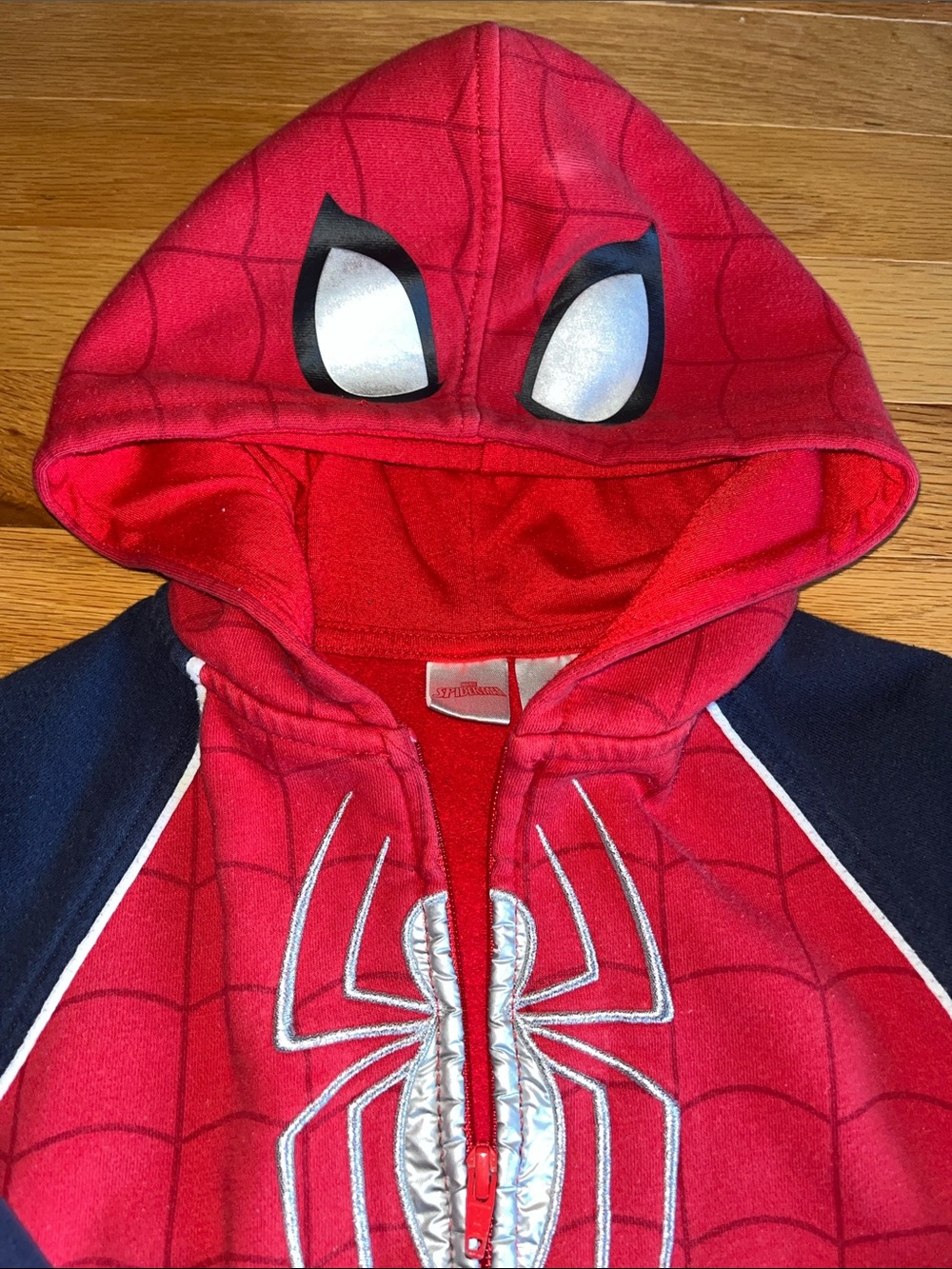 Spiderman Red and Navy Hooded Zip-Up Sweatshirt - Picture 5 of 8